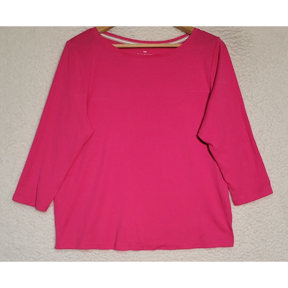 Talbots Woman Pink 3/4 Sleeve Top Size 1XP Petite Pullover Pima Cotton 1963